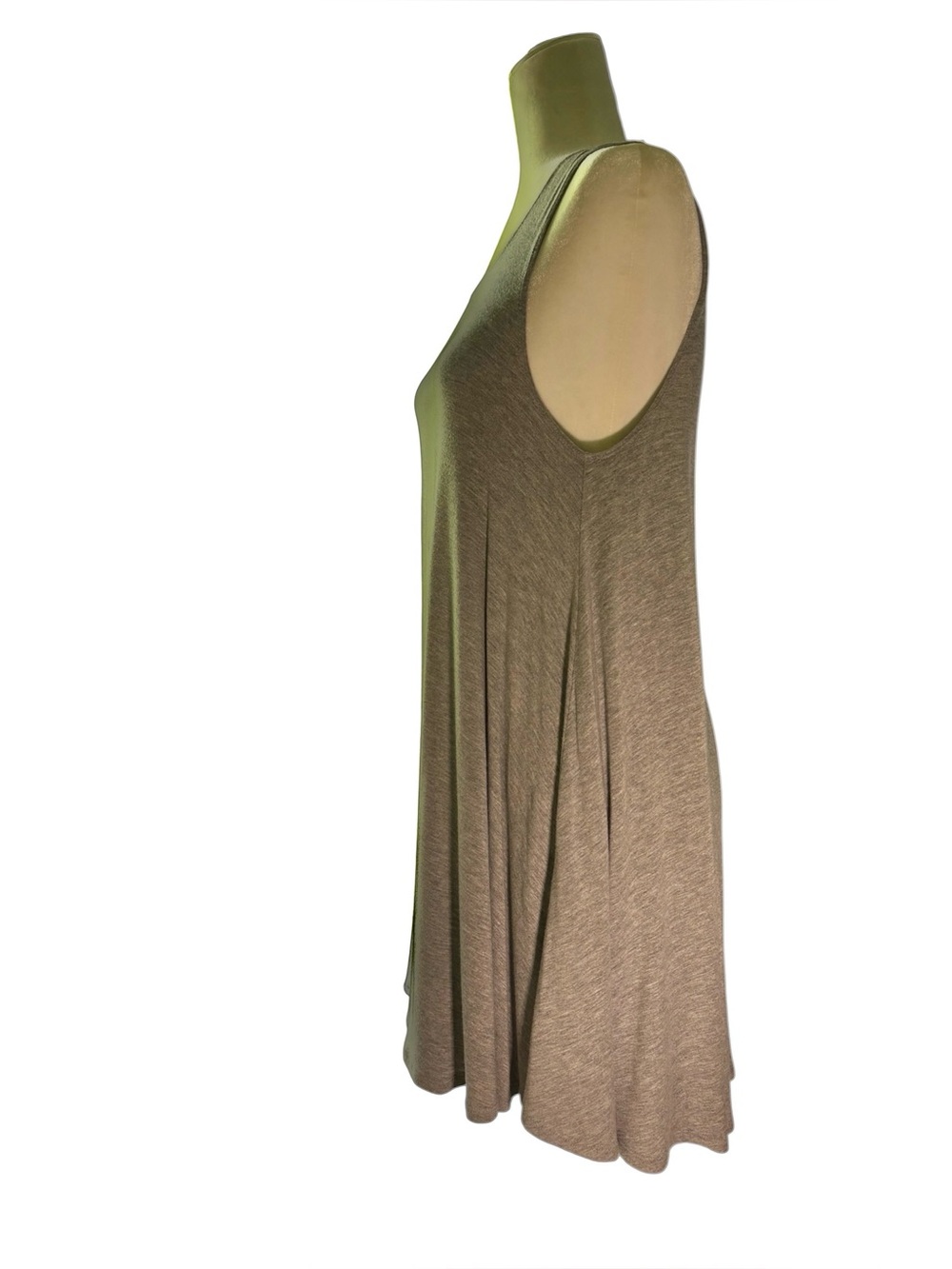 Forever 21 Taupe Sleeveless Swing Dress | Soft Casual A-Line Mini Dress - Picture 2 of 8